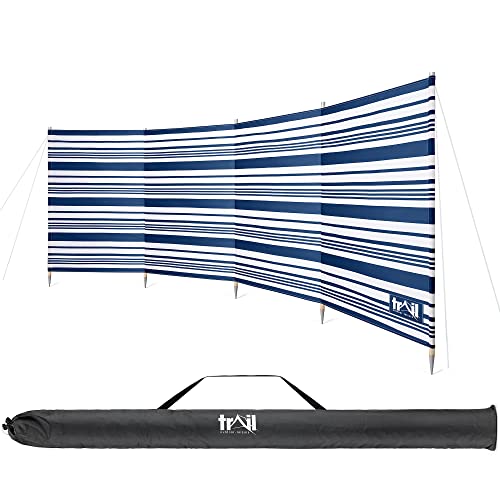 Trail Wooden Windbreak with Bag, Tall Windbreaker Sun Shelter Privacy Screen with Metal Spikes, Outdoor Camping Festival Garden (5 Pole: 3.6m x 1.25m or 7 Pole: 5.4m x 1.25m)