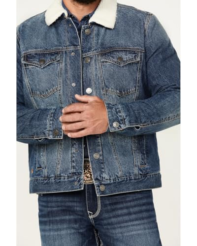 Cody James Men's Medium Wash Snap Sherpa Denim Jacket - Cjho23o81-Mdw3
