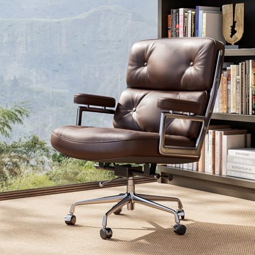 Genuine Leather Mid Back Chair