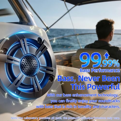 Image of 4 inch 600W Marine Speakers, IP-X6 Waterproof Boat Stereo Speakers with LED Lights,Coaxial Audio, Y35 Woofer, UV & Salt Spray Resistant (Pair, Black，A)