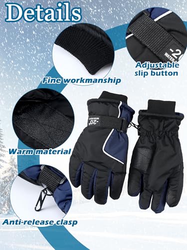Image of SATINIOR 2 Pairs Kids Waterproof Winter Snow Gloves Ski Gloves for Boy Girl Outdoor Warm Thickening Snowboard