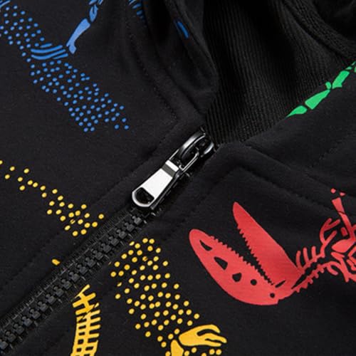 Mud Kingdom Boys Hoodies Outerwear Jackets with Hood Long Sleeve Spring Fall Casual Dinosaur Print Side Pockets Zipper3