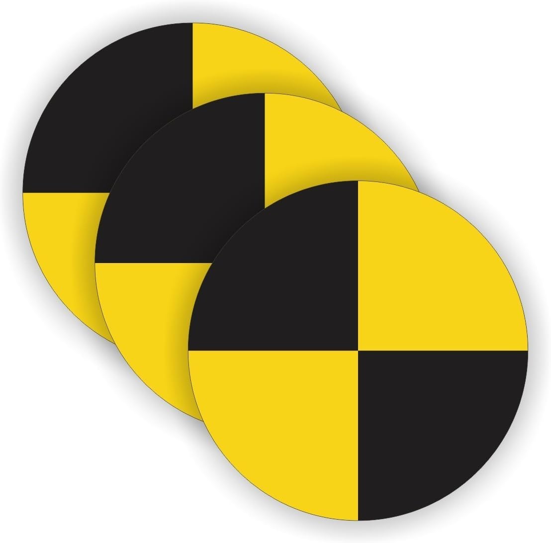 StickerDad® Crash Test Dummy Symbol (3 Pack) Vinyl Hard Hat Helmet Decal - (Size: 2" Color: Yellow/Black)- Hard Hat, Helmet, Windows, Walls, Bumpers, Laptop, Lockers, etc.