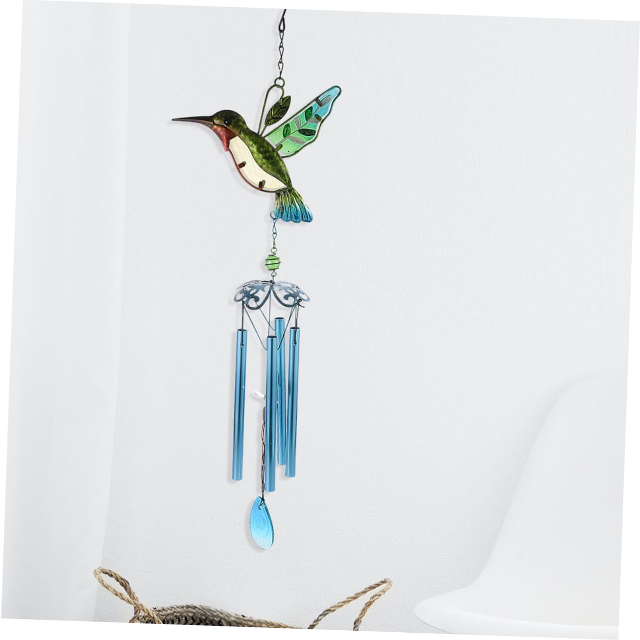 Toyvian Campane a Vento in Ferro e Vetro, 2 Pezzi, Decorazione Creativa da Appendere per Balcone e Esterno, Suono Piacevole, Libellula