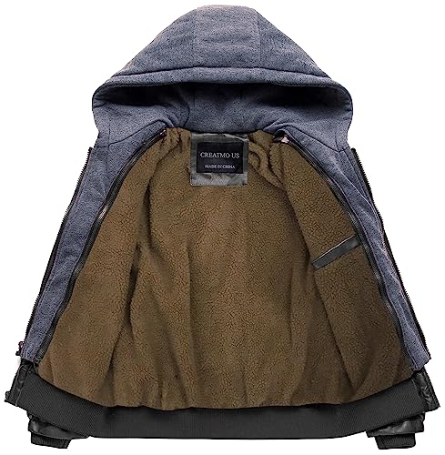 Image of Boy's Faux Leather Jacket Windproof Warm Winter Coat Kids Bomber Outerwear Waterproof PU Motorcycle Jacket