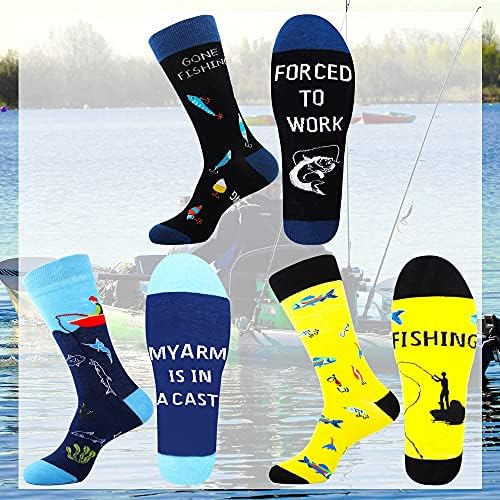 Jeasona Fishing Gifts for Men Funny Socks Multipack Colourful Funky Dress Cotton Funny Novelty Cool Crazy 9-11