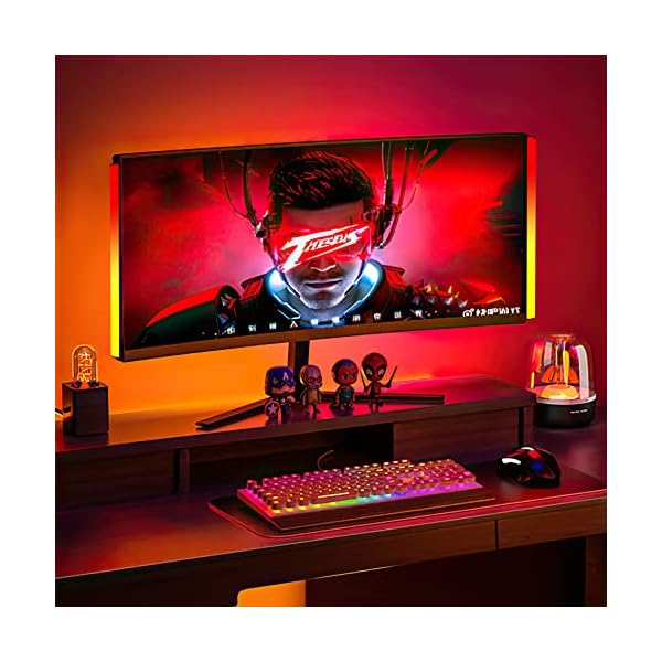 Melofo RGB Under Monitor Light Bar Gaming RGB LED Lightbars with Smart APP Bluetooth Remote Control Speed Adjustable Color Changing RGBIC USB Powered Desk Light Bar for PC Game Computer TV [Energy Class A] - Image 8