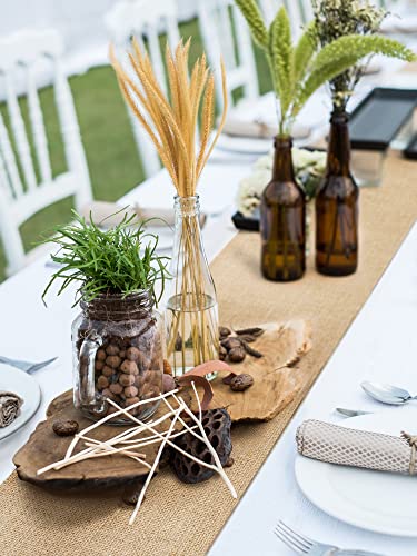 HEETA Tischläufer Jute 20cmx6m , Natur Juteband Tischläufer Meterware Zuschneidbar für Verschiedene Schreibtischgrößen, Tischdekoration für Gartenparty, Hochzeit