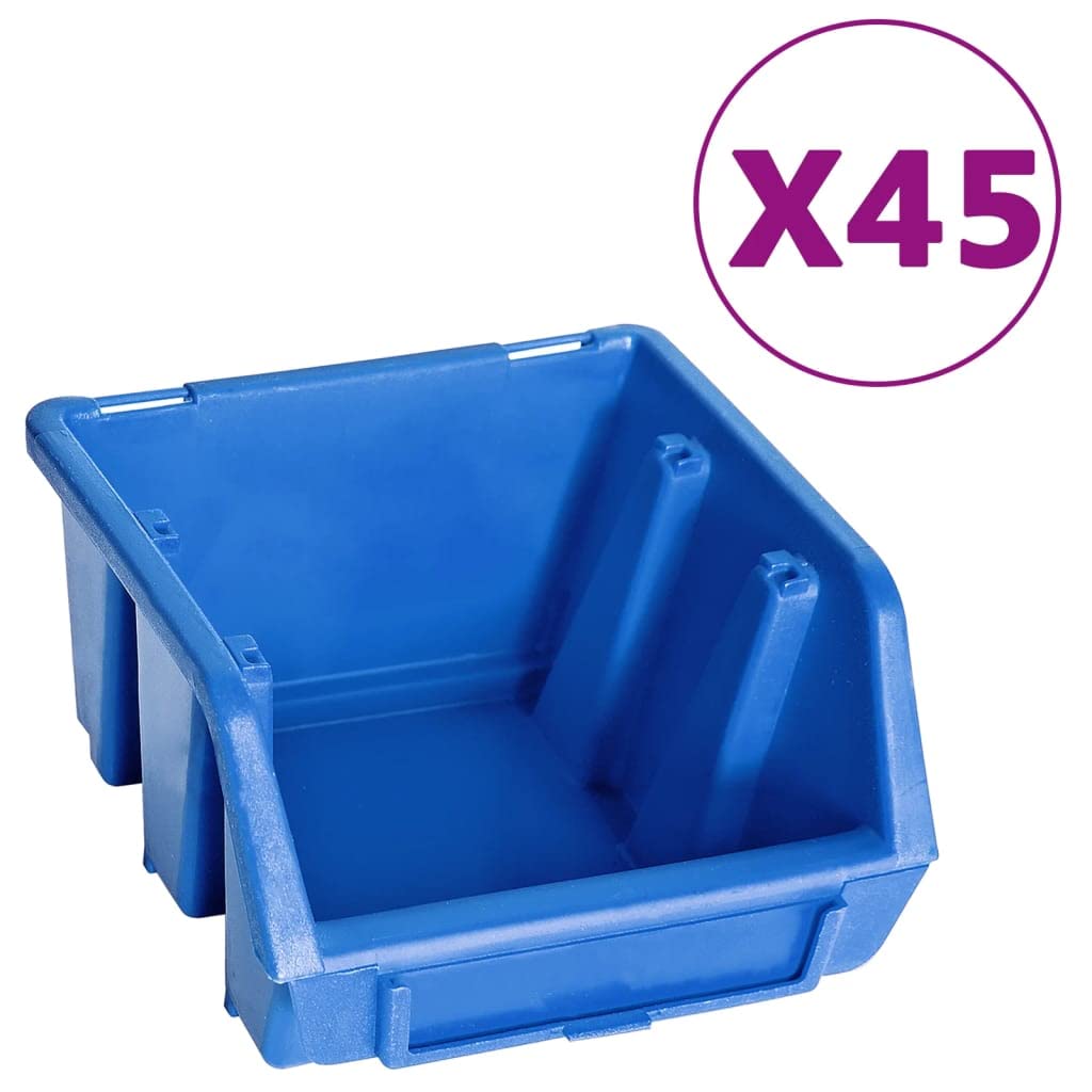 Kit de Cajas de almacenaje 48 pzas Paneles de Pared Azul Negro,Organización y Almacenamiento de Herramientas,Armarios para Herramientas,4.22kg-150805