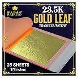 Genuine Gold Leaf Sheets 23.5k - by Barnabas Blattgold - 3.1 inches - 25 Sheets Booklet - Transfer Patent Leaf