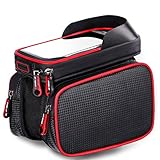 MF-HOME Bike Frame Bag,Bicycle Bag for Cell Phone,Waterproof 6.2 inch Touch Screen Mobile Phone Bag Bicycle Accessories(Red)