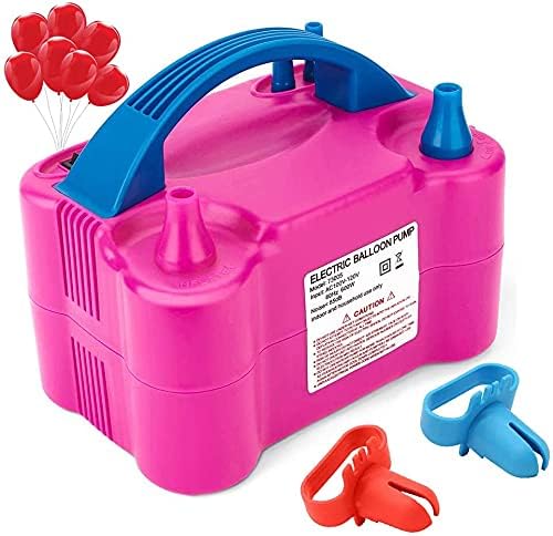 Party Propz Electric Air Balloon Pump Machine - Dual Nozzle Balloon Pump with 3 Pcs Tying Tool | Balloon Blower Machine | Balloon Pumper | Automatic Balloon Inflator Machine (Latex,Pink)
