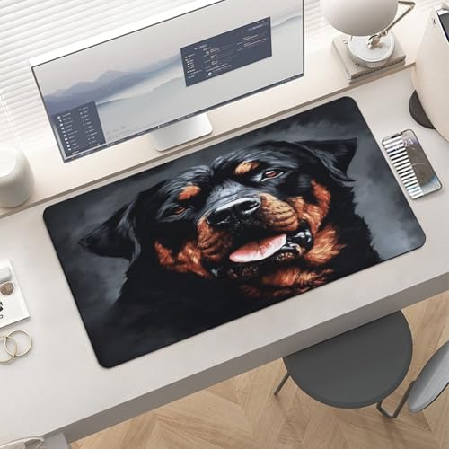 Tapete para mouse de escritorio grande con arte Rottweiler miniatura 6