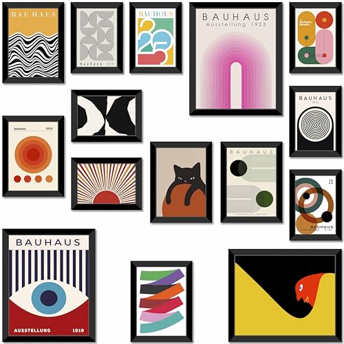 MAZUKO 15 PCS Boho Wall Decor– Mid Century Modern Wall