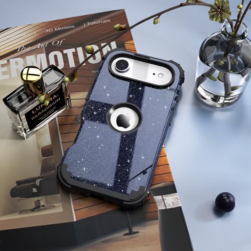 Coque iPhone Air protection écran rigide silicone bleu pailleté