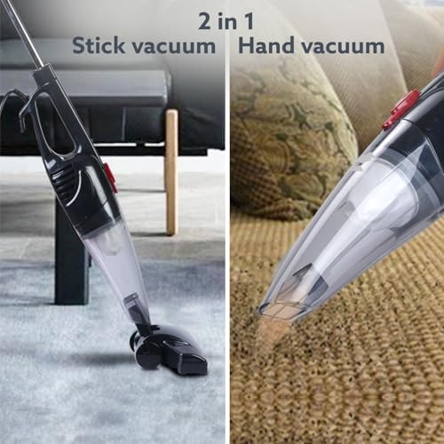 Image of Lightweight Handheld Vacuum Cleaner 600W Vertical 2-in-1 Stick Dry Vacuuming 6.5 kPa Suction Power, Bagless, Black Ideal for Office and Home