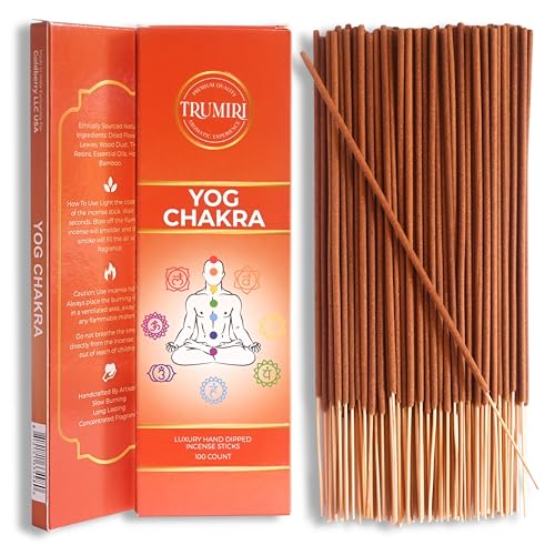 YOG Chakra Incense Sticks - Pack of 100 Insence-Sticks for Chakra Meditation - Made with Natural Raw...
