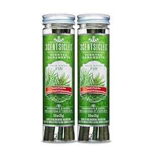 Scentsicles White Winter Fir Scented Christmas Tree Ornaments – 2 Bottles (12 Sticks Total)