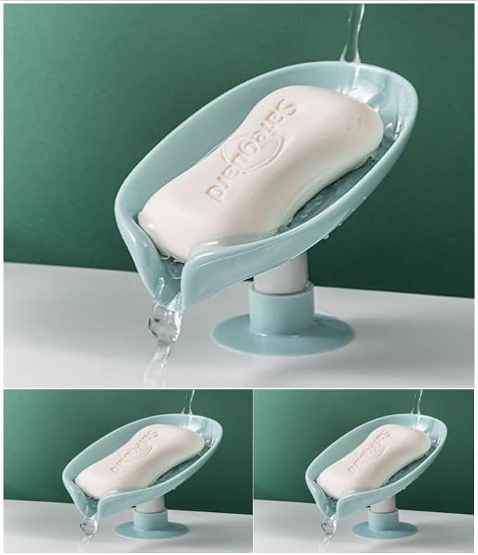 MAPPERZ Leaf-Shape Self Draining Soap Dish Holder/Easy Clean Bar Soap Holder with Suction Cup Soap Dish Suitable for Shower/Bathroom/Kitchen Sink - Multicolor (3) (B09V2X26ZF) Amazon Price History, Amazon Price Tracker