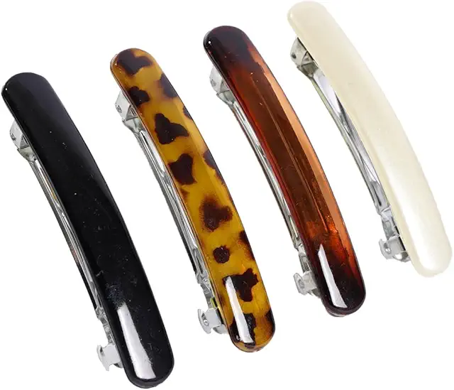 4 Piezas Pasadores de Pelo Vintage para Cabello Fino y Grueso, Clips Franceses Automáticos