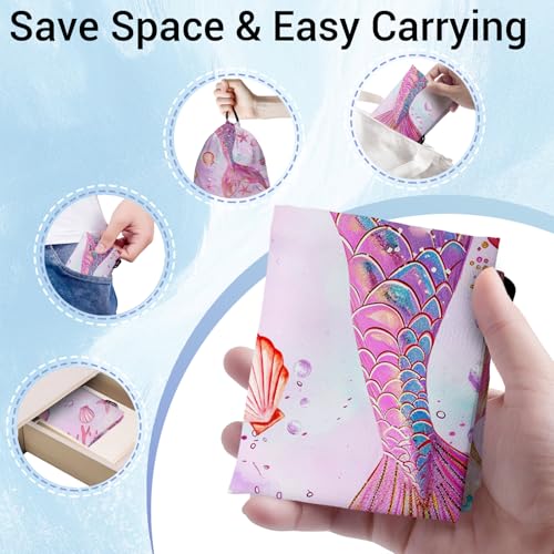 Image of Pink Scales Tail Grip Bag for Gymnast Lightweight Gymnastics Drawstring Bag Small Storage Pouch