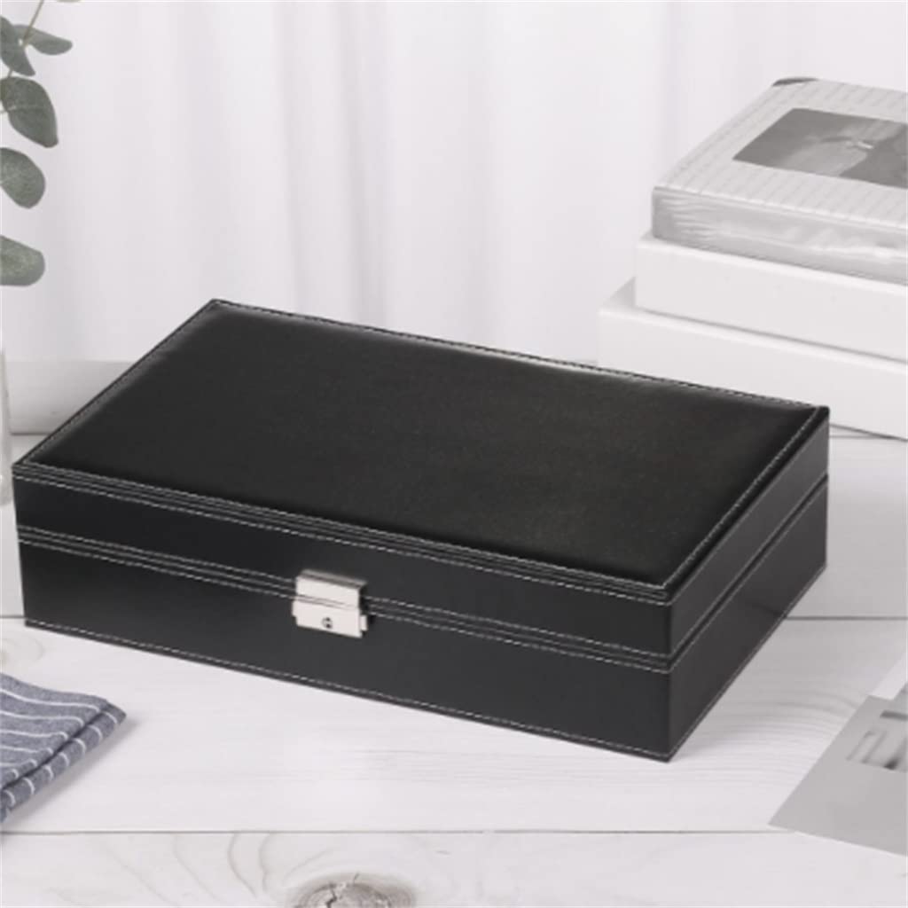 XBTGS Uhren-Box, Schmuck-Organizer, Schmuck-Präsentationsbox, Ohrring-Aufbewahrungs-Organizer mit oberem Spiegel,