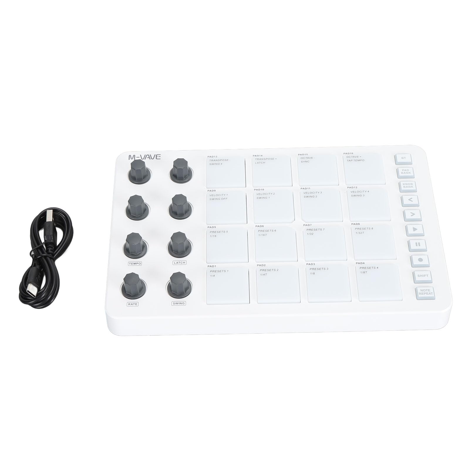 Naroote Controller MIDI Wireless Portatile, Macchina per Beat Maker USB con 16 Pad Batteria RGB e 8 Manopole Assegnabili, Pad MIDI, Ideale per la Produzione Musicale