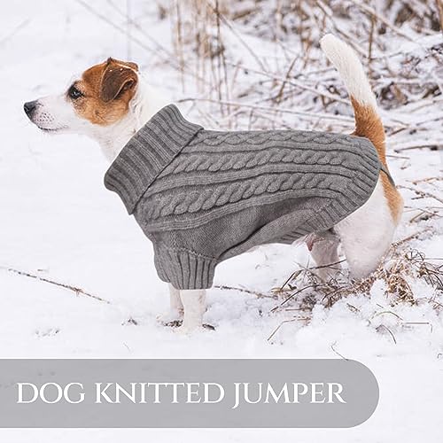 LiebeDD Hundepullover Grosse Hunde - Kuschelig Hundepulli mit Beinschlaufe und Geschirrloch, Rollkragen Strick Pullover Hund Pullis für Große Hunde Labrador, Warm Dog Sweater (Grau XL)