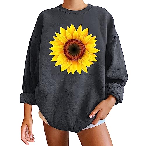 Pulls hauts femme gris en coupe lâche et manches longues décontractées