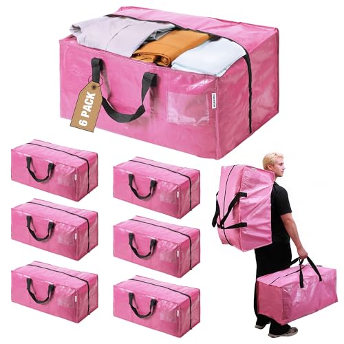 WORKPRO 6-Pack Extra Large Pink Moving Bags | Heavy-Duty Tot
