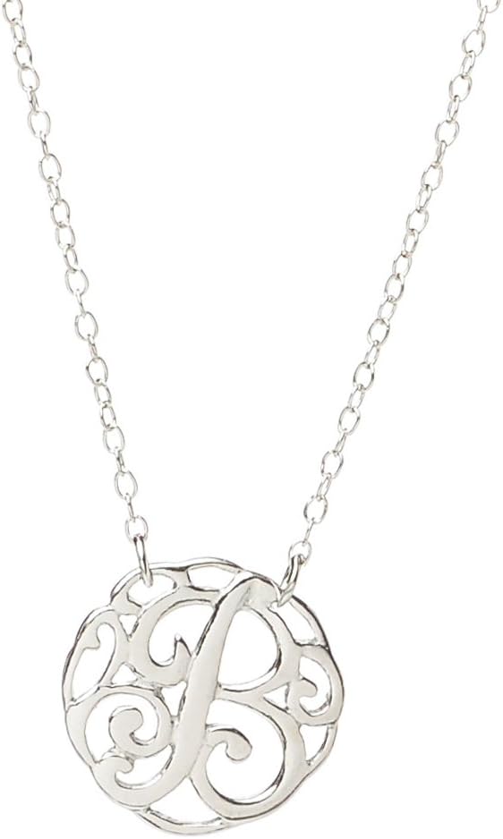 The Silver Heron Monogram Necklace.925 Sterling Silver, 16" + 2" Extender