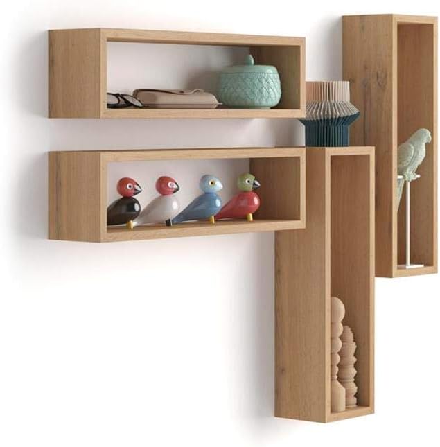 Mobili Fiver, Set of 4 wallmounted cube shelves, Iacopo, Laminate