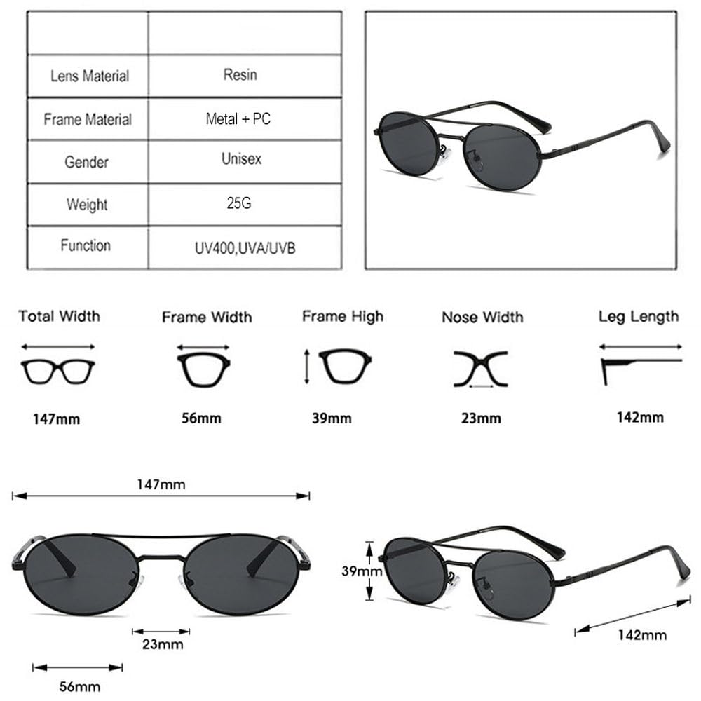 Vintage małe owalne metalowe podwójne okulary przeciwsłoneczne dla kobiet, modne niebiesko-zielone odcienie, UV400, modne okulary przeciwsłoneczne punkowe dla mężczyzn