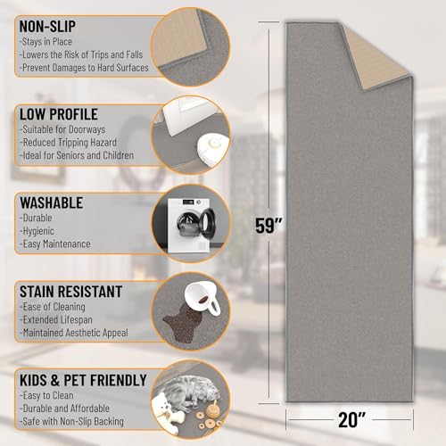 Ottomanson Oscar Collection 2x5 Non-Slip Indoor Runner Rug, Gray