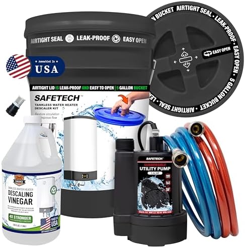 Safetech Tankless Water Heater Flushing Kit with 5-Gallon Screw-T...