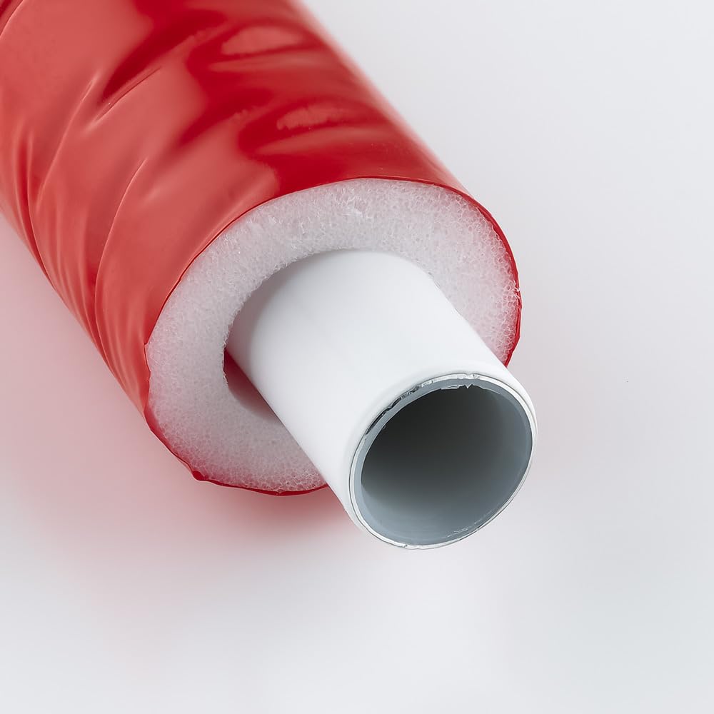 Rollo de tubo multicapa aislado rojo Ø16 mm | Longitud 50 m | Aislamiento térmico eficiente | Ideal para fontanería y calefacción | Resistente y fácil de instalar | QUICK PLOMBERIE