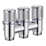 Edelstahl-3-Wege-Umstellventil, 5,1 cm Winkelanschlag für Waschmaschine, Geschirrspüler, Verteilerventil, Gartenbewässerung, Wasserhahn-Adapter (Chrom)