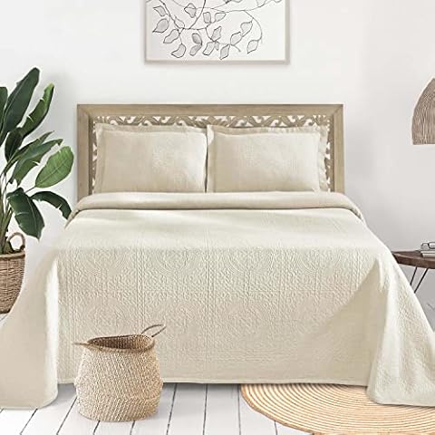 BLUENILEMILLS BNM Matelasse Bedspread, Set of 3, Oversized Bedding, Soft, Breathable, Lightweight Blanket with Cotton Bedding Quilt Set,Coverlet,for Bedroom/Guest Room, Full Size Cover
