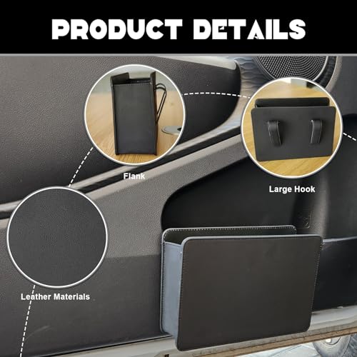 Image of NTNEV Car Trash Can, PU Leather Multi-Function Garbage Can, Foldable Hanging Mini Cars Storage Bag Container, Car Seat Back Storage Box, Storage for Small Objects (Black)