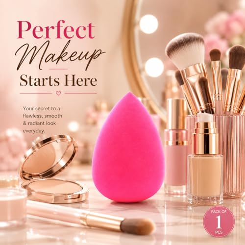 Image of Makeup Sponge Beauty Blender for Foundation, Concealer & Powder | Soft Latex-Free Blender for Flawless Makeup | Wet & Dry Use, Smooth Blending Cosmetic Puff (Random Color As Per Availability)