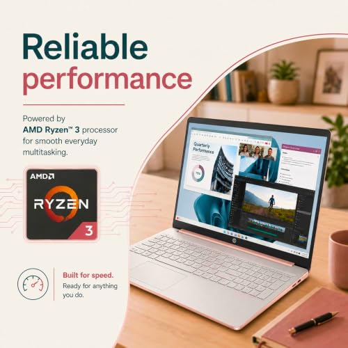 Image of HP Essential 15 Laptop, 32GB RAM, 1TB Storage, AMD Ryzen 3, Wireless Mouse