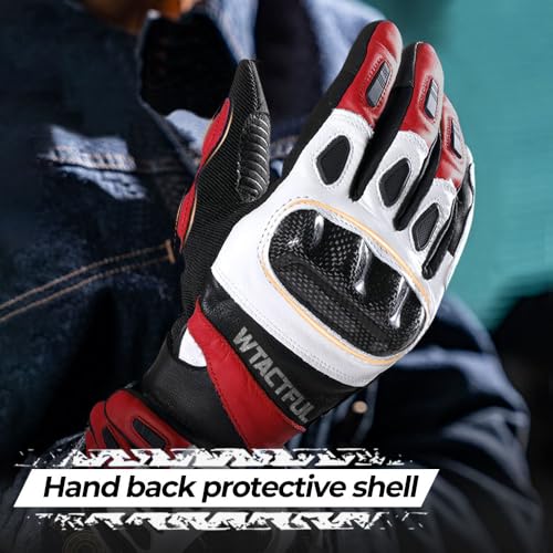 Image of WTACTFUL Goatskin Carbon Motorcycle Gloves, Touchscreen Men Women