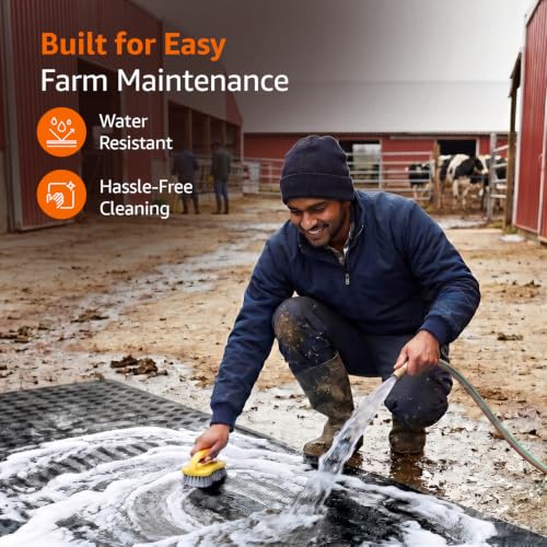 Image of Amazon Basics Premium EVA Cow Mat | 8x5 ft | 25mm Thick | Durable, Shock-Absorbent & Waterproof | Anti-Slip & Easy to Clean | Ideal for Cows, Buffaloes & Dairy Farms(Super Deluxe, Black)