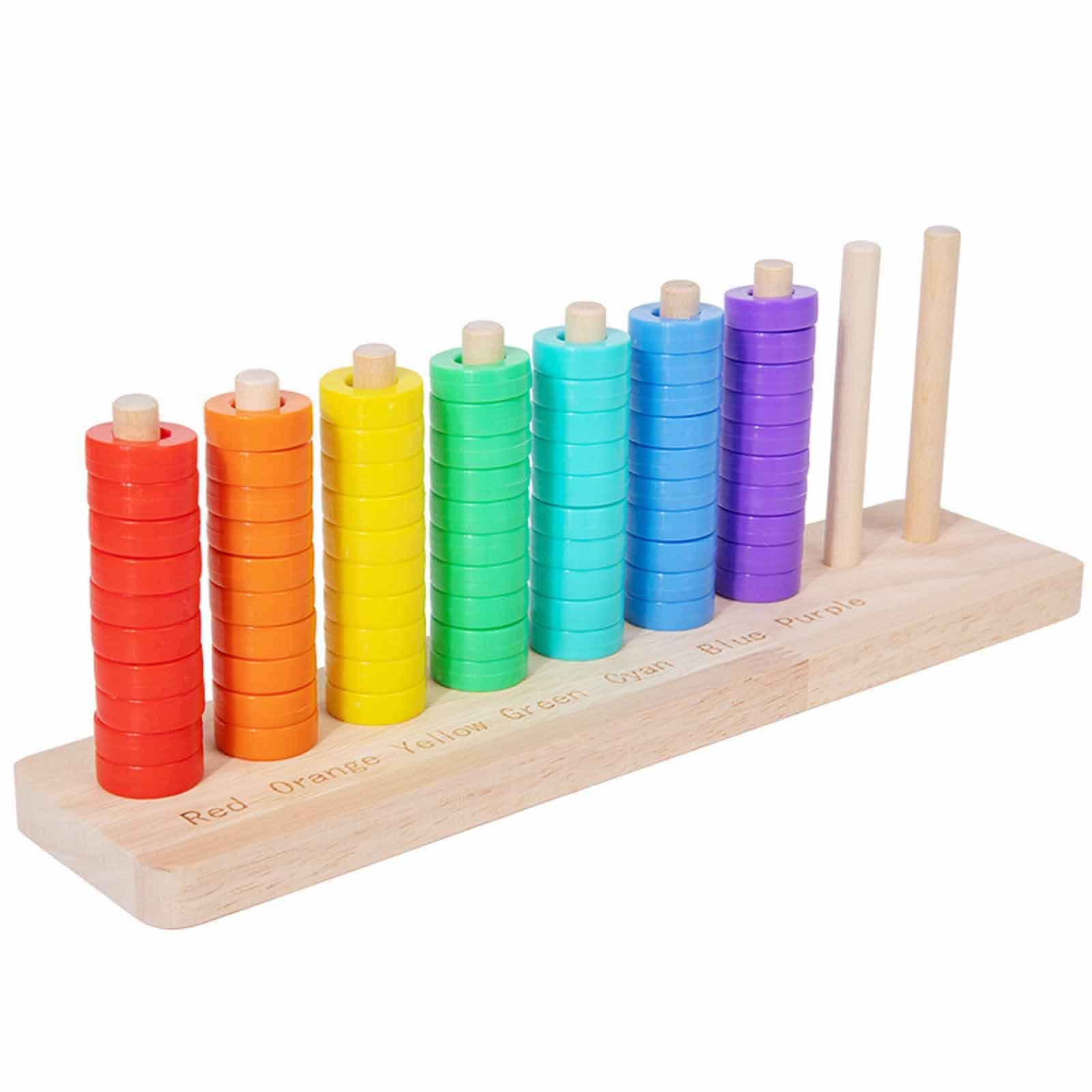 2 Juegos Color Stacking Beads Juguetes Apilables Madera Educativas Desarrollo Motricidad Fina Adecuado para Niños Fiestas Decoración Hogar Apr, Style B