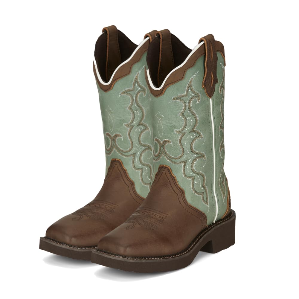 Justin Raya 12" Women's Western Boot - Gypsy Collection - Square Toe, J-Flex Comfort, Distressed Brown - 8B
