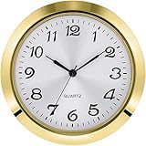 Hicarer 2-1/8 Inch (55 mm) Quartz Clock Insert, Zinc-Alloy Metal Case, Arabic Numeral, White Face...