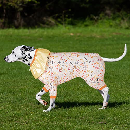 Image of LovinPet Large Dog Pajamas - Anxiety Calming Recovery Suit, Lightweight Fusion Blossom Swale Spices Prints Dog Clothing, Easy Wearing Jumpsuit
