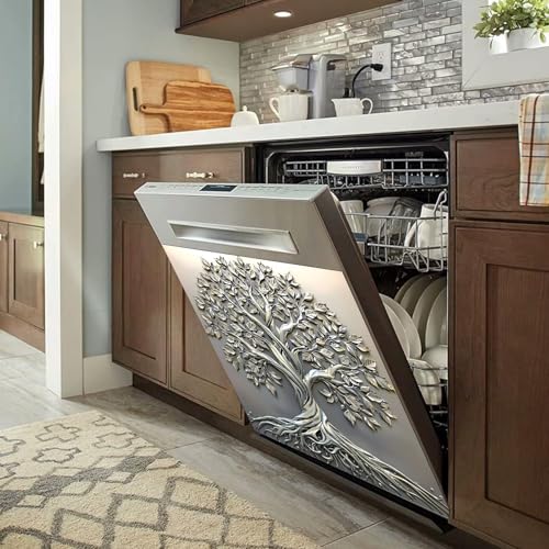 Image of Tree of Life Dishwasher Magnet Cover for Washers Fridge Cover Panel Decal Home Kitchen Decor,Washing Machine Cabinet Reusable Dishwasher Covers,26 x 23 inch