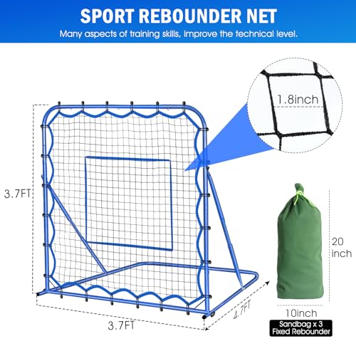 4x4FT Soccer Baseball Rebounder Net, Volleyball Softball Rebound PitchBack Net Quick-Switch Angle Soccer Training for Control, Passing Practice, Lacrosse Bounce Back Rebounder Gifts Trainer Equipment by Winthai - Image 9