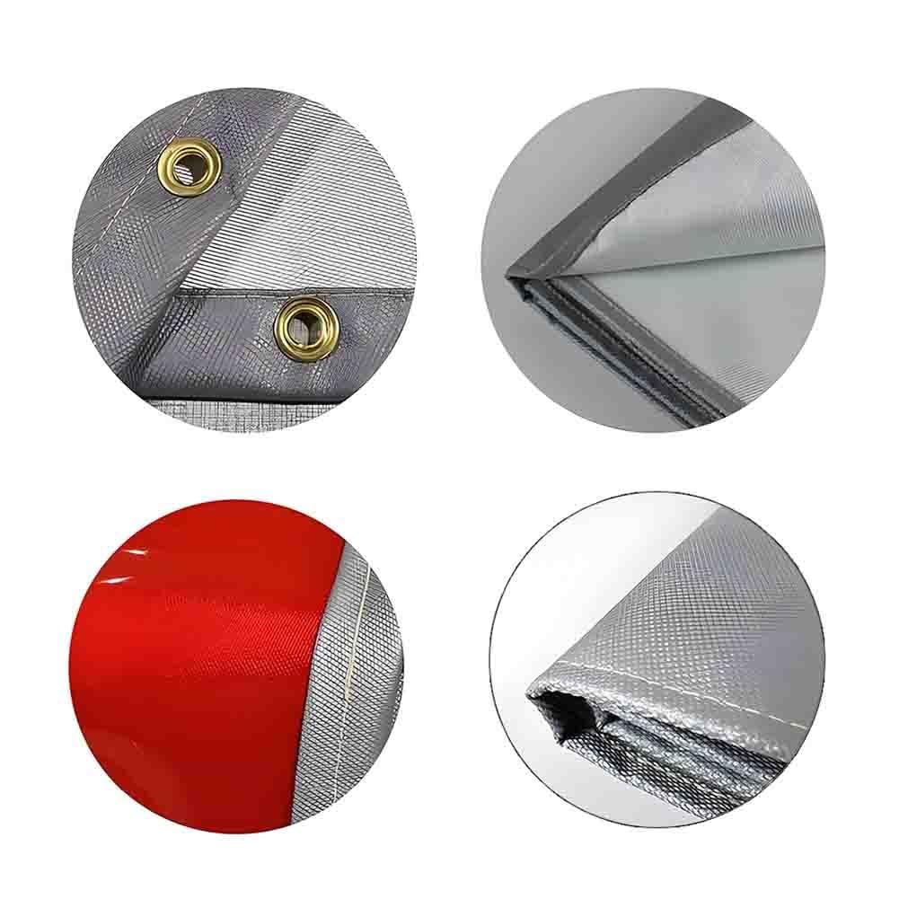 Cortinas industriales para soldar, ignífugas, con revestimiento de silicona, con ventana de visión transparente roja para almacén, taller, 1,9 x 2 m